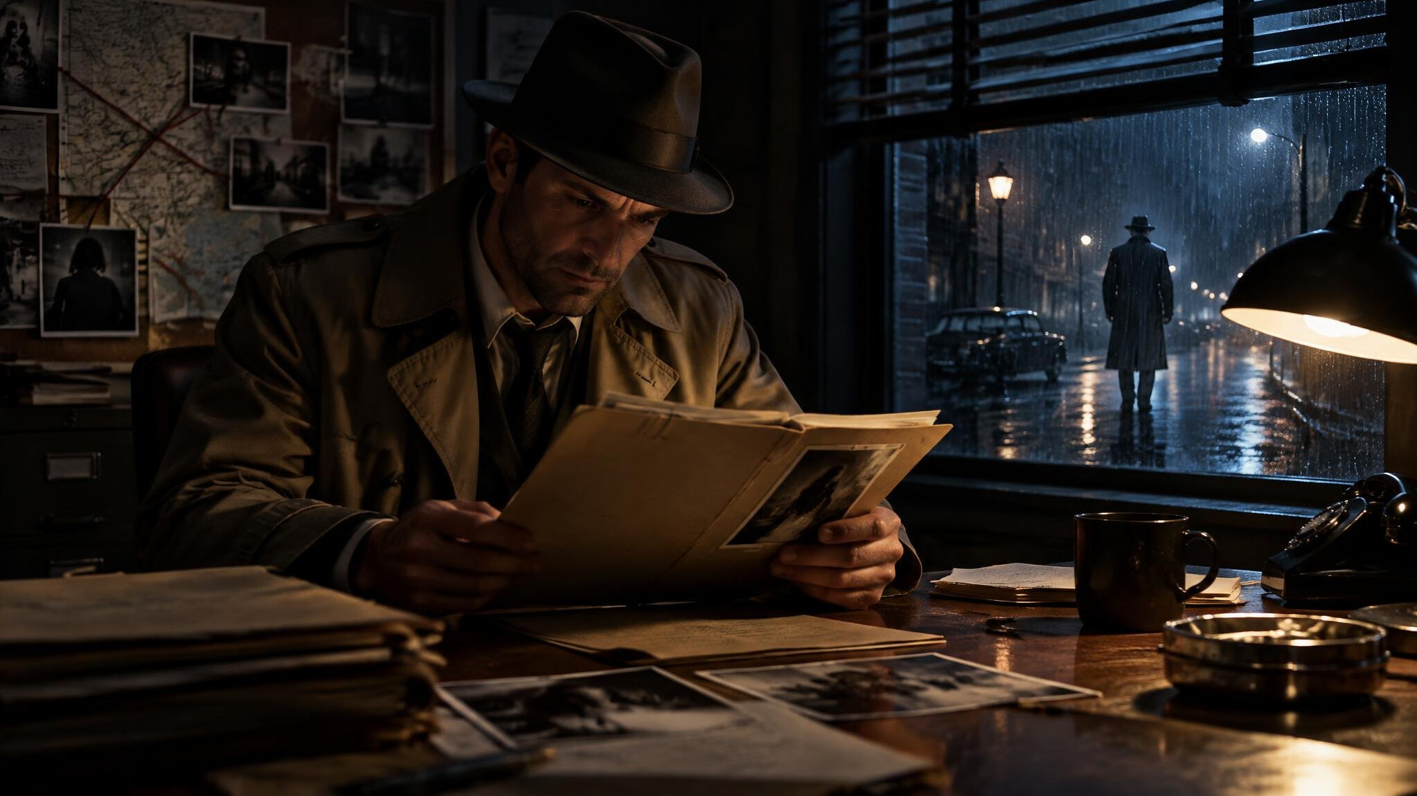 detective reading case file